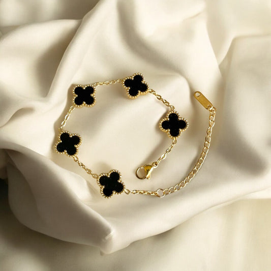 Black Clover Bracelet – 18k Gold Plated Stainless Steel