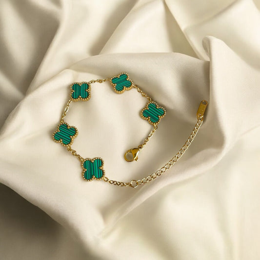 Green Clover Bracelet – 18k Gold Plated Stainless Steel
